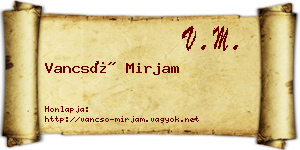 Vancsó Mirjam névjegykártya